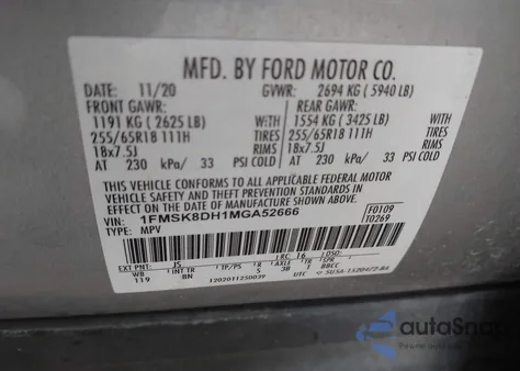 2021 Ford Explorer Xlt z USA, uszkodzony, nr VIN 1FMSK8DH1MGA52666